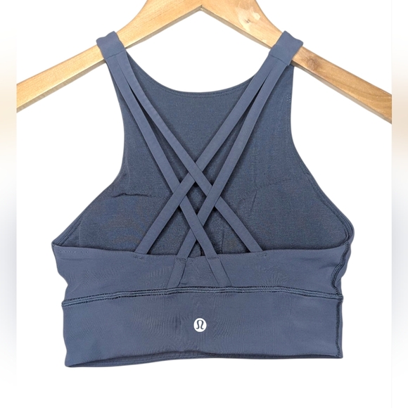 Lululemon Energy Bra High Neck Long Line Iron Blue Size 4 Medium Support - Picture 2 of 12